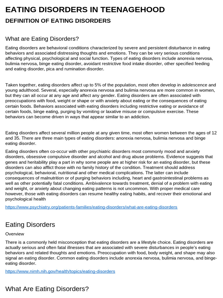 Bulimia Symptoms in Teenagers | PDF | Eating Disorder | Anorexia Nervosa