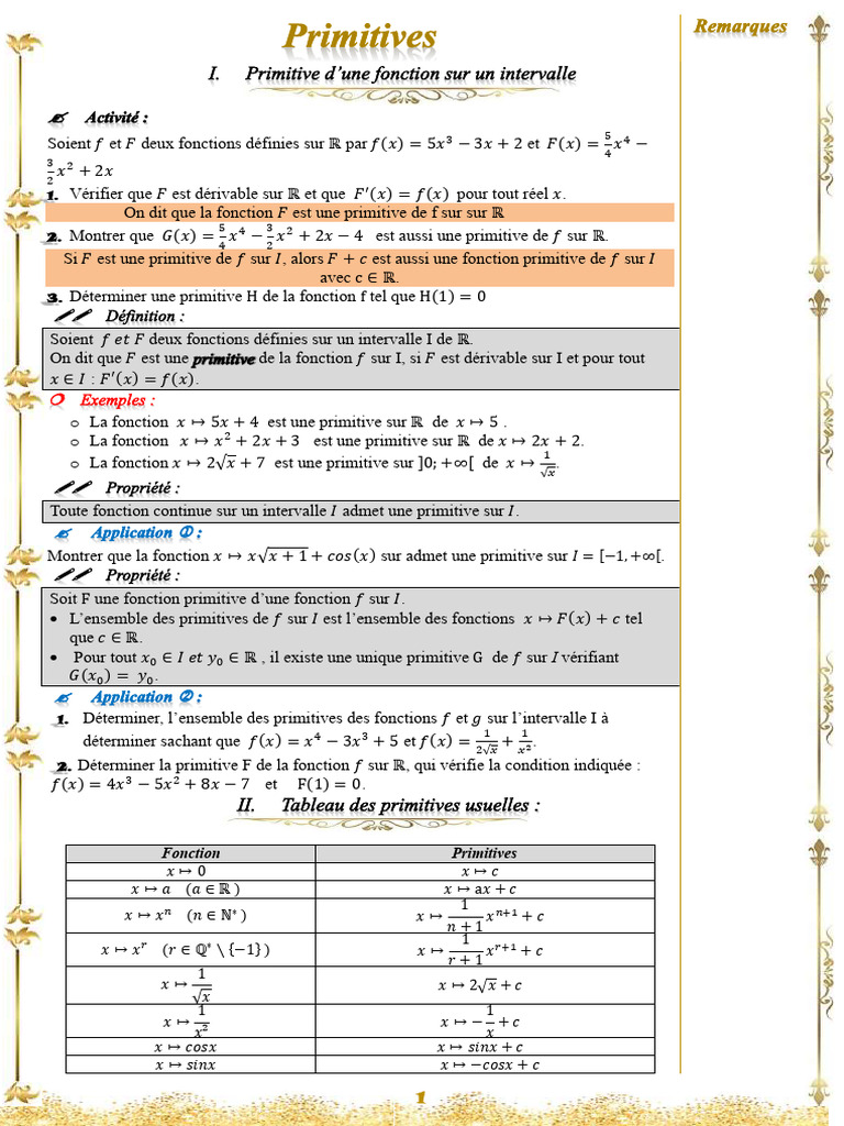 Primitives de fonctions sur ℝ | PDF | Analyse réelle | Analyse mathématique
