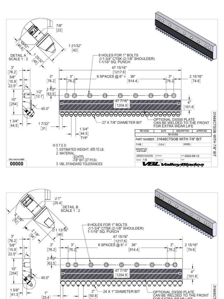 Detailed Dimensions for Custom Bits | PDF