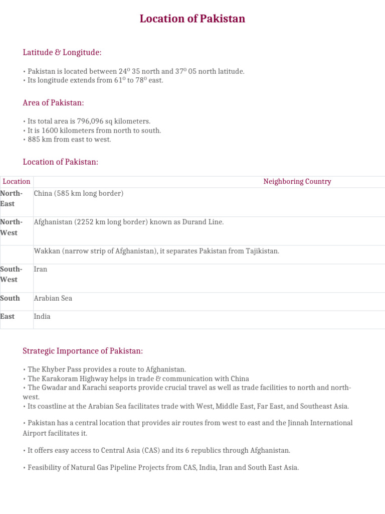 Geographical Overview of Pakistan's Location | PDF | Rain | Monsoon