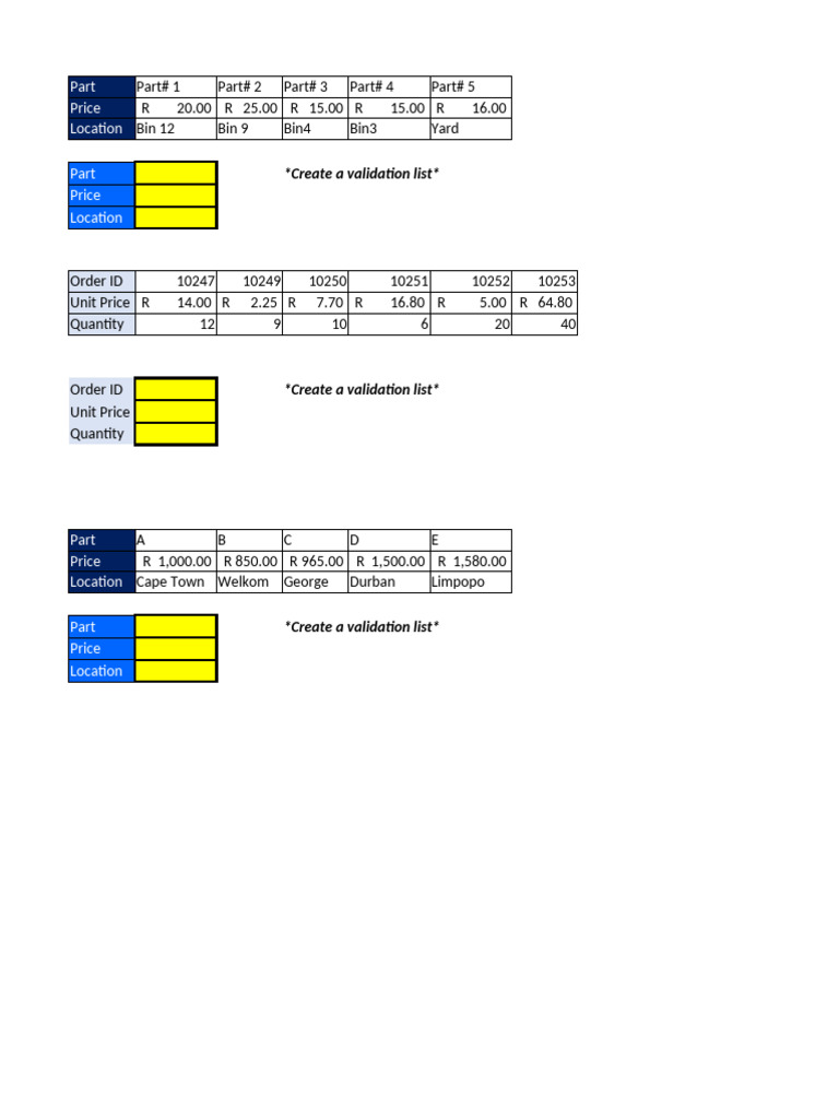 Parts Pricing and Student Marks Data | PDF | Chemical Elements | Atoms