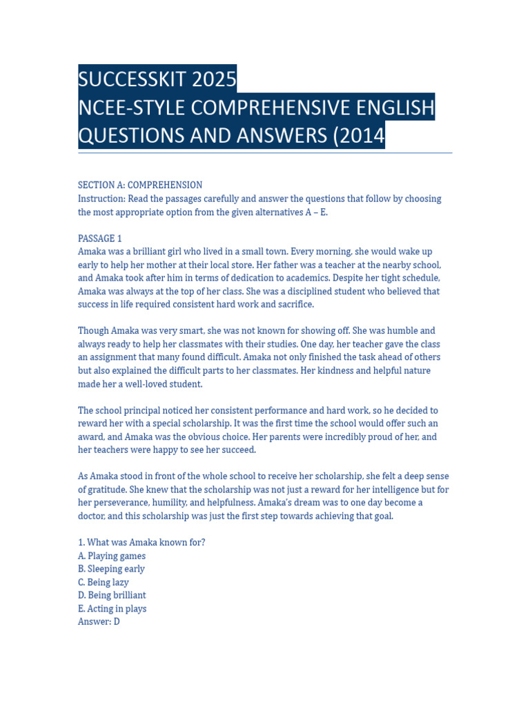 NCEE-Style English Questions & Answers | PDF | Linguistics | Linguistic ...