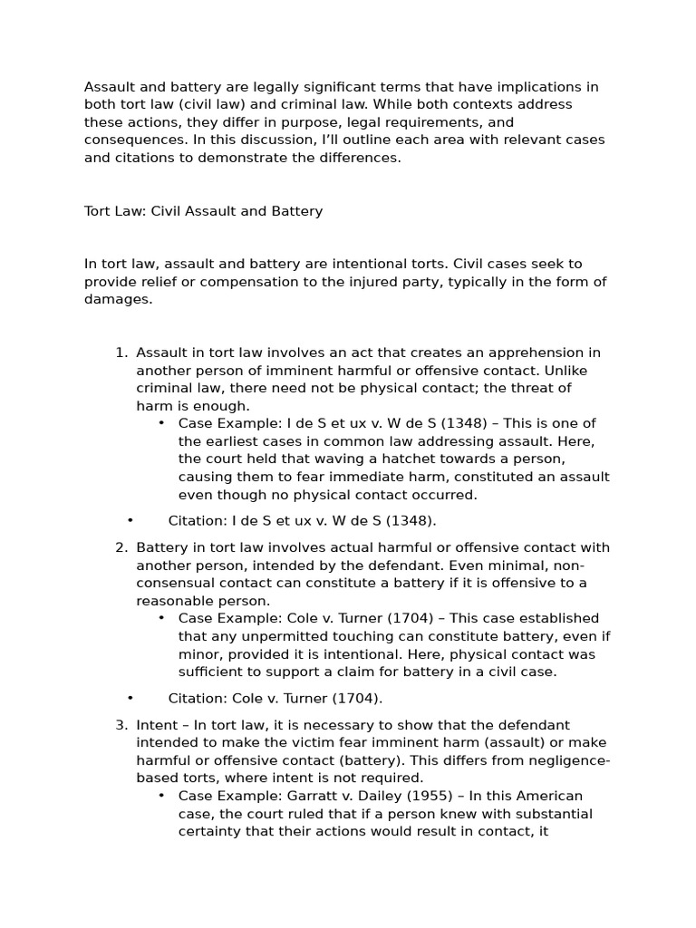Assault and Battery in Nigerian Law | PDF | Assault | Battery (Crime)