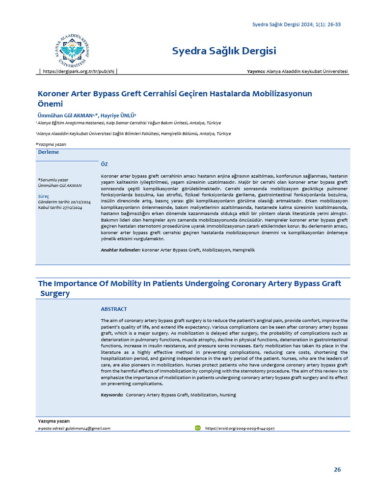 The Importance of Mobility in Patients Undergoing Coronary Artery ...