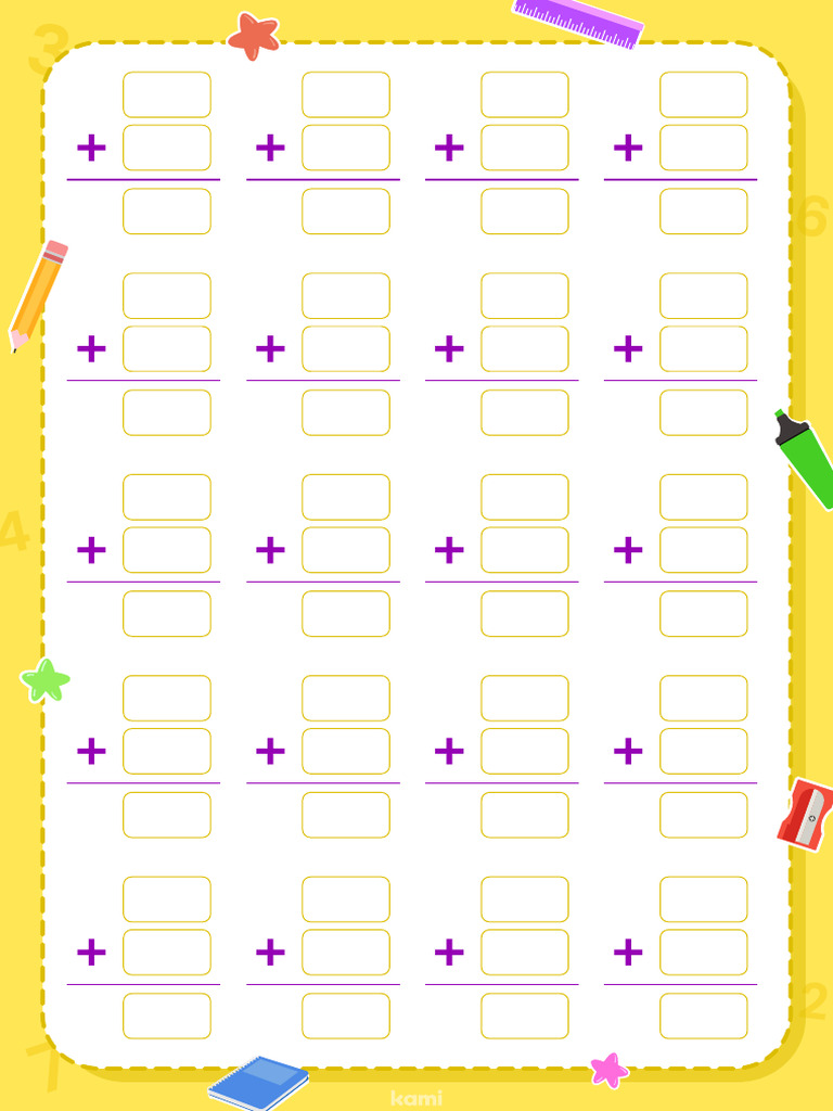 Vertical Math Worksheets - Addition | PDF