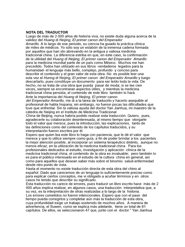 Traducción del Huang Di Neijing | PDF | medicina tradicional china ...