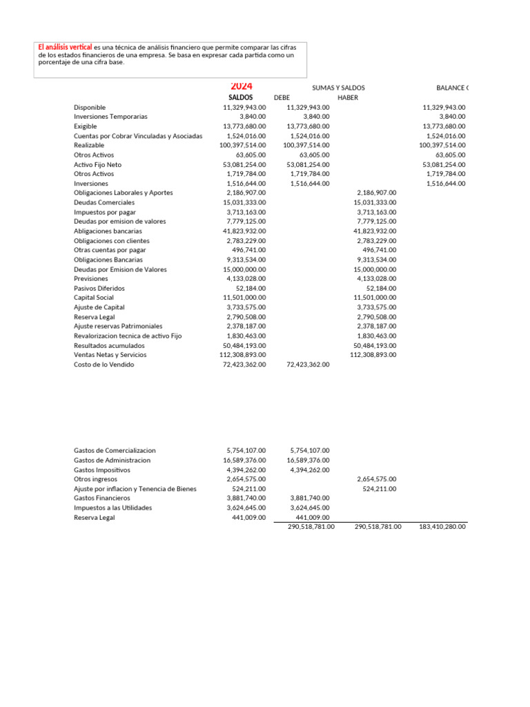 Balance General y Estado de Resultados 2024 | PDF | Hoja de balance | Deuda