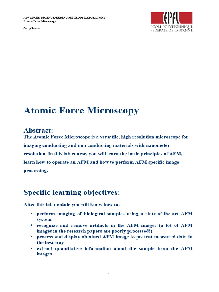Advanced AFM Techniques for Imaging | PDF | Atomic Force Microscopy ...