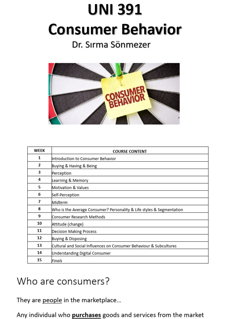Week 1 - Introduction To CB | PDF | Consumer Behaviour | Behavior