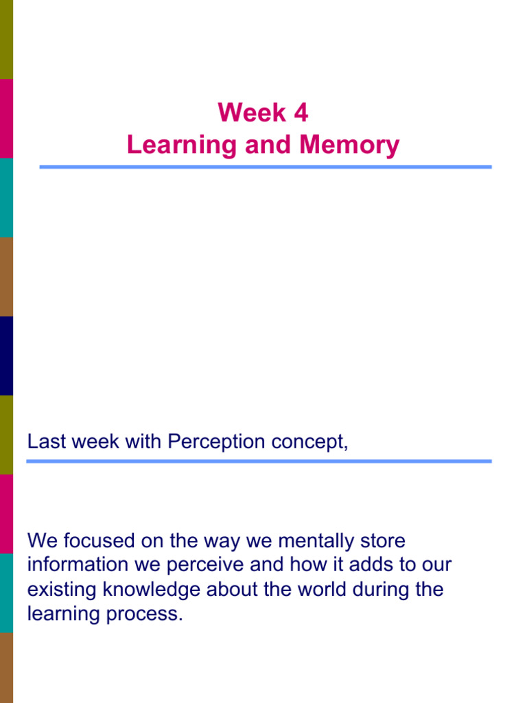 Week 4 Learning And Memory Pdf Classical Conditioning Memory