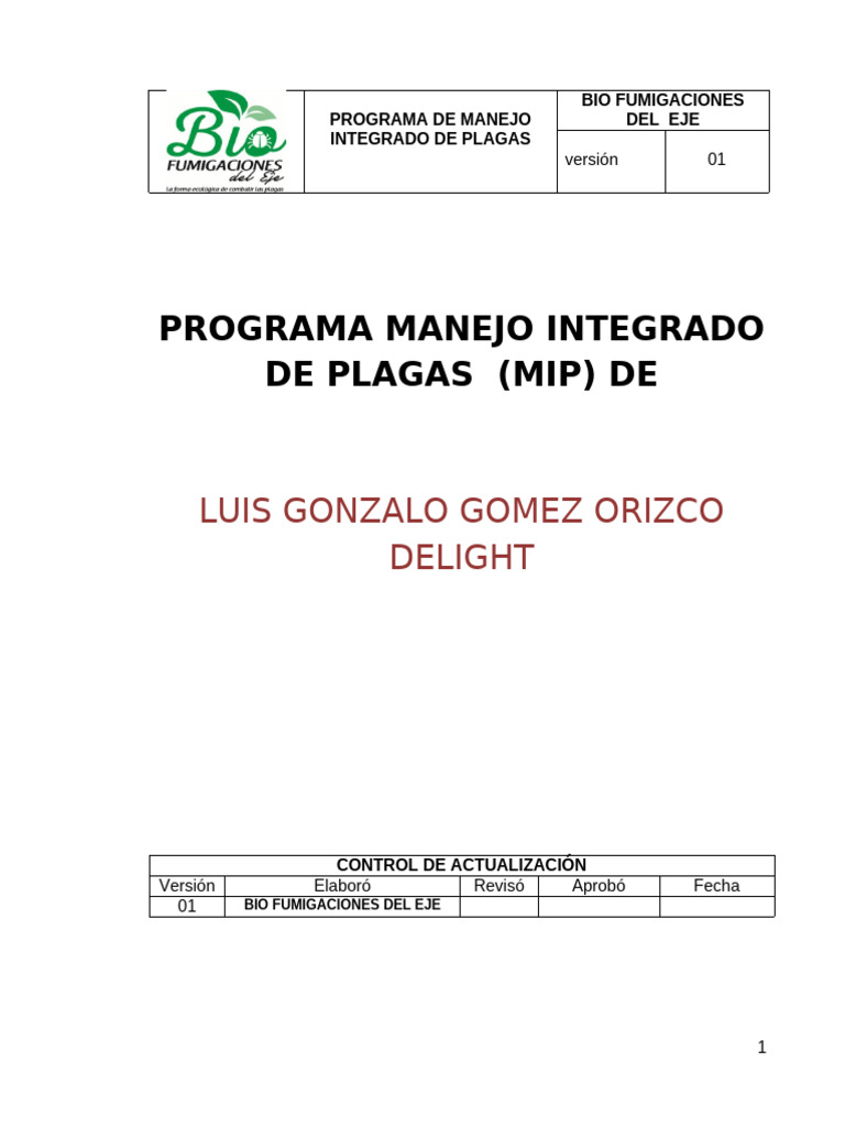 Programa MIP para Control de Plagas | PDF | Plaga (organismo) | Pesticida