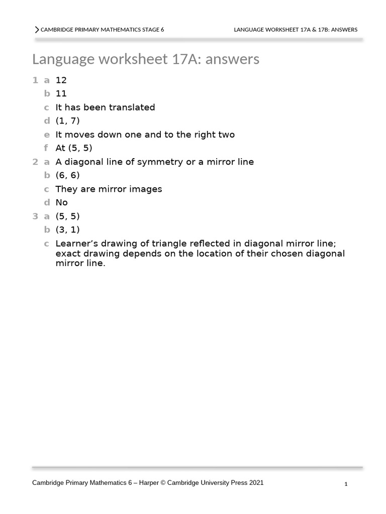 Cambridge Primary Maths 6 Answers | PDF