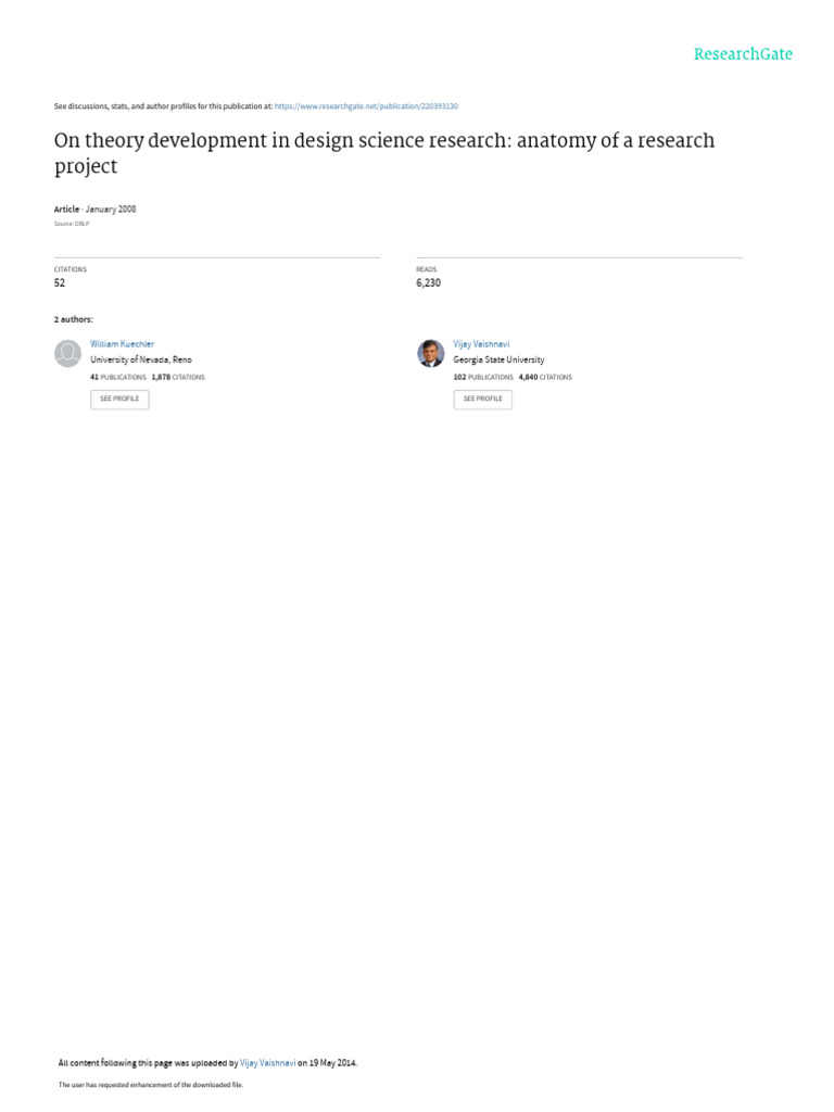 Theory Development in Design Science Research | PDF | Theory | Thought