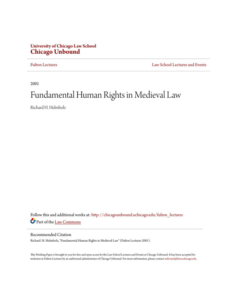 Fundamental Human Rights in Medieval Law | PDF | Baptism | Human Rights