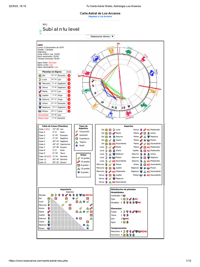 Carta Astral Gratis de Los Arcanos | PDF | Venus | Planeta mercurio)
