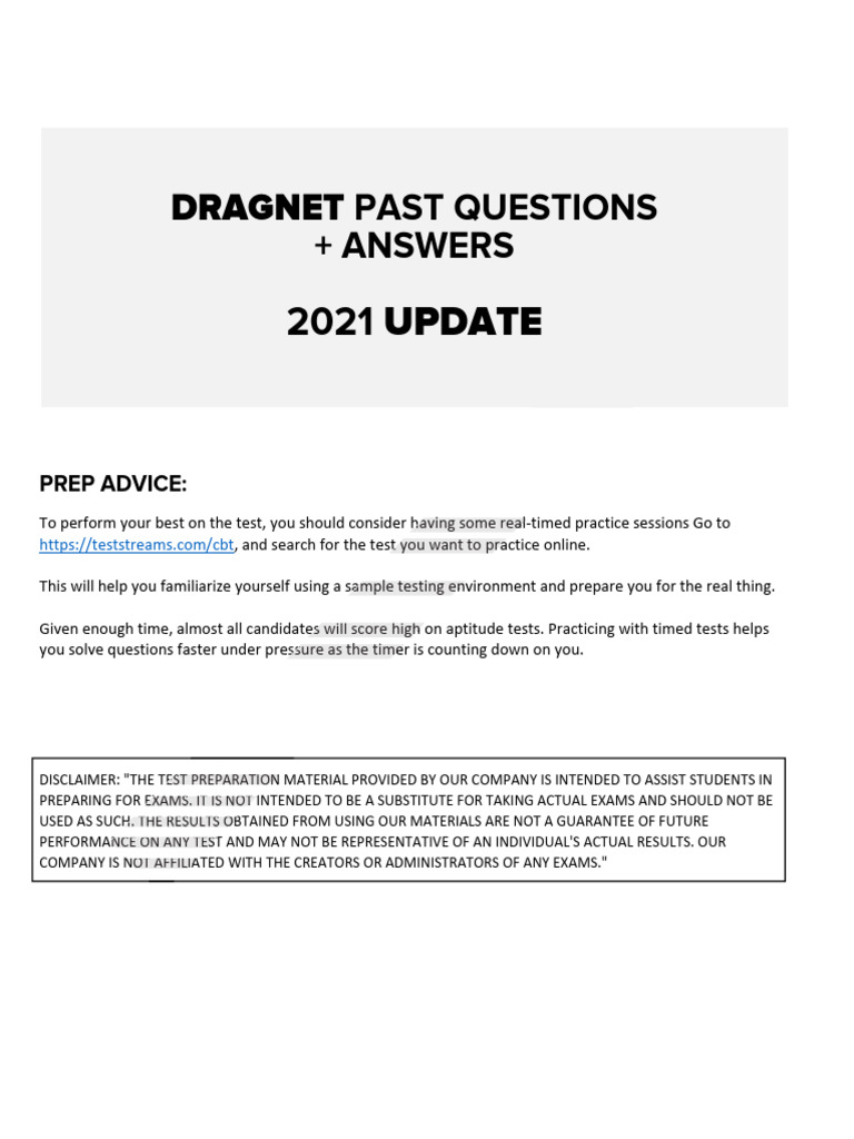 Dragnet Past Questions 2021 Update | PDF | Desert | Probability