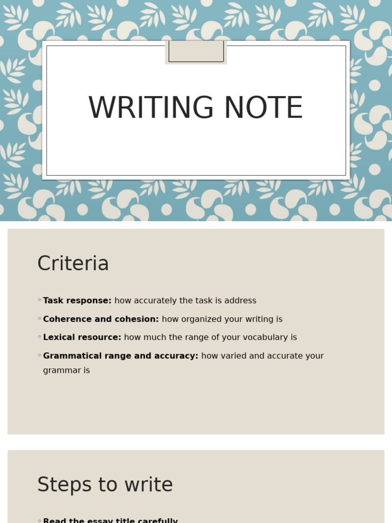Writing Note | PDF