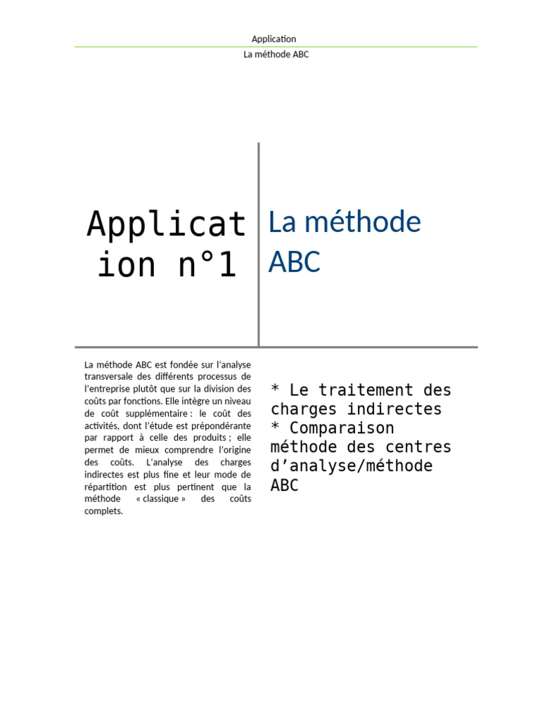 Application de la méthode ABC | PDF