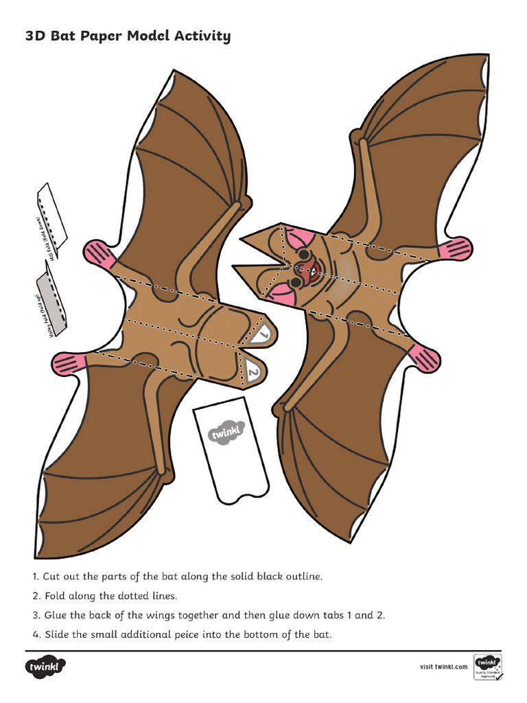 Simple 3D Bat Halloween Display Decoration Paper Craft | PDF