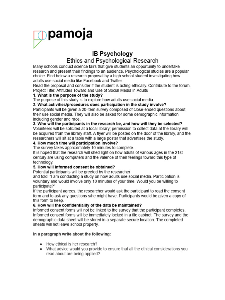 04.01 Ethics and Psychological Research | PDF | Consent | Informed Consent