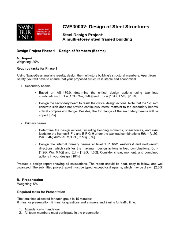Steel Structure Design Project Phase 1 | PDF
