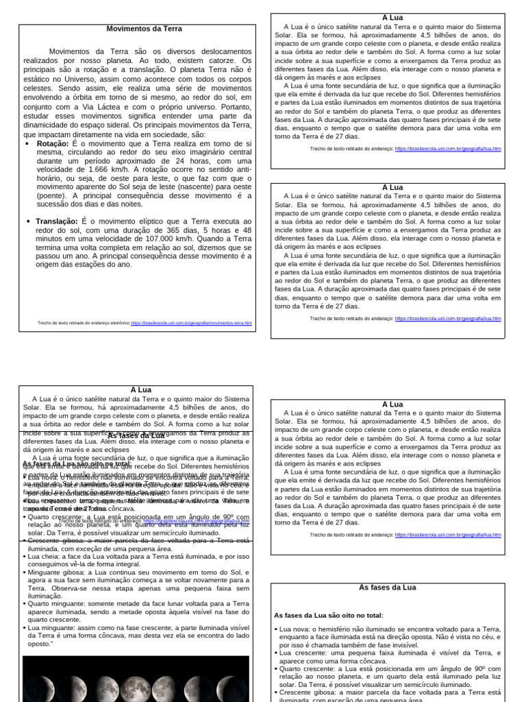 Atividades quinto ano | PDF | Lua | Terra