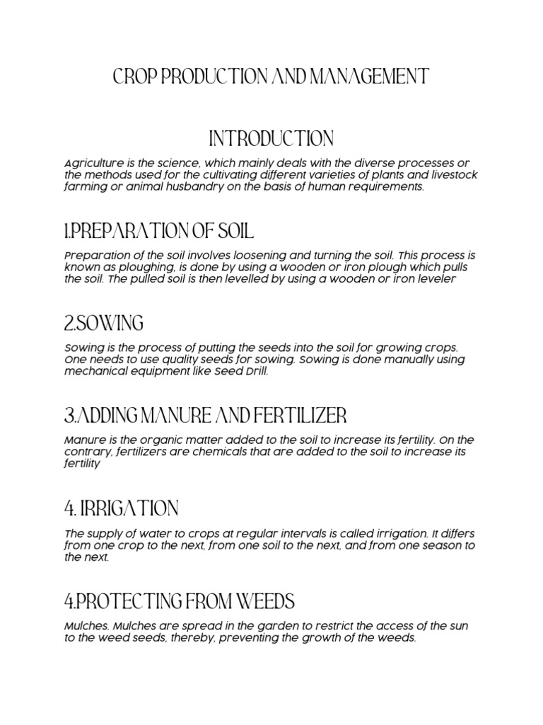 Crop Production and Management | PDF