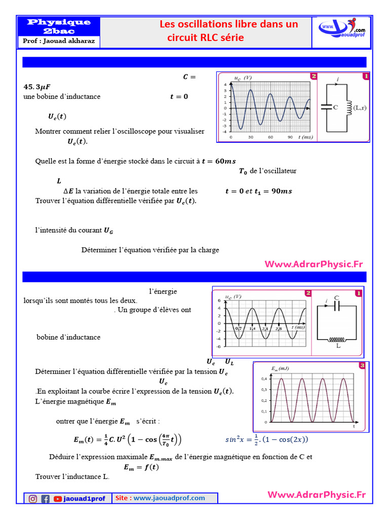 Oscillations dans un circuit RLC série | PDF | Inducteur | Condensateur