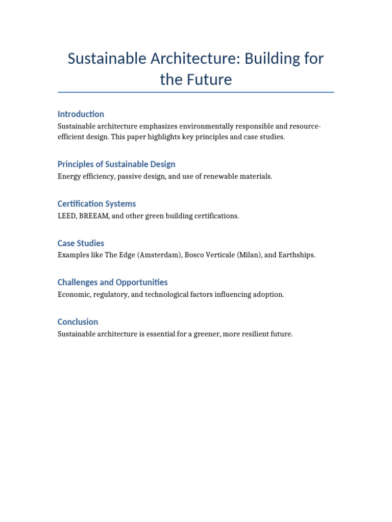Sustainable Architecture Building For The Future | PDF