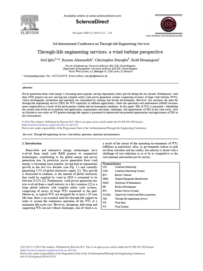 Through-Life Engineering for Wind Turbines | PDF | Reliability ...