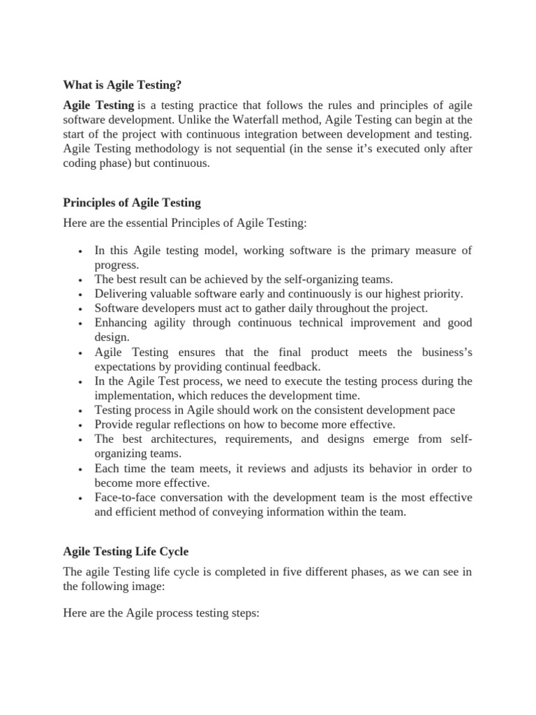 Agile Testing Life Cycle Phases Explained | PDF | Agile Software ...