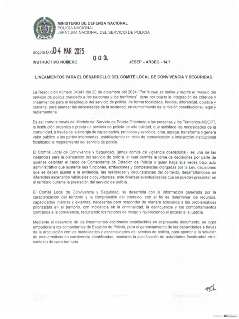 Inst. Nro. 003 JESEP ARSEG - Comité 04-03-2025 | PDF