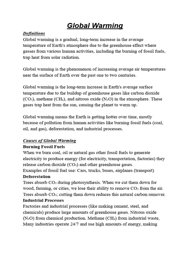 Understanding Global Warming Causes & Effects | PDF | Climate Change ...