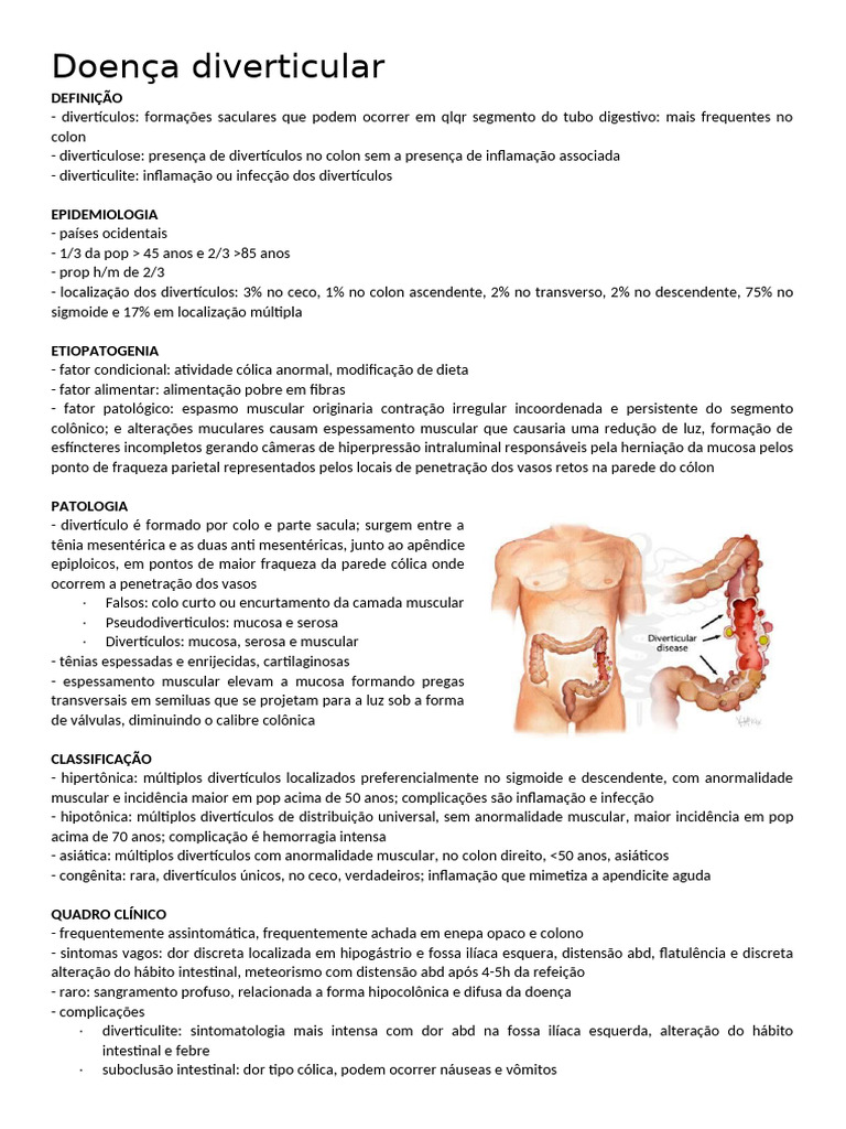 Doença diverticular | PDF | Doenças e distúrbios | Especialidades médicas
