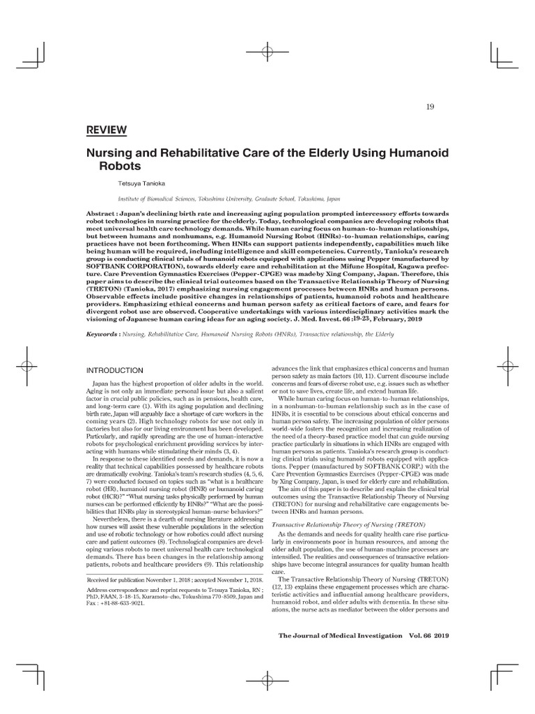 Humanoid Robots in Elderly Care Nursing | PDF | Robot | Robotics
