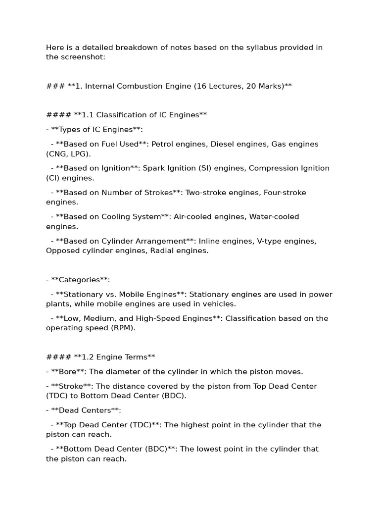 IC Engine Overview and Analysis Guide | PDF | Internal Combustion ...