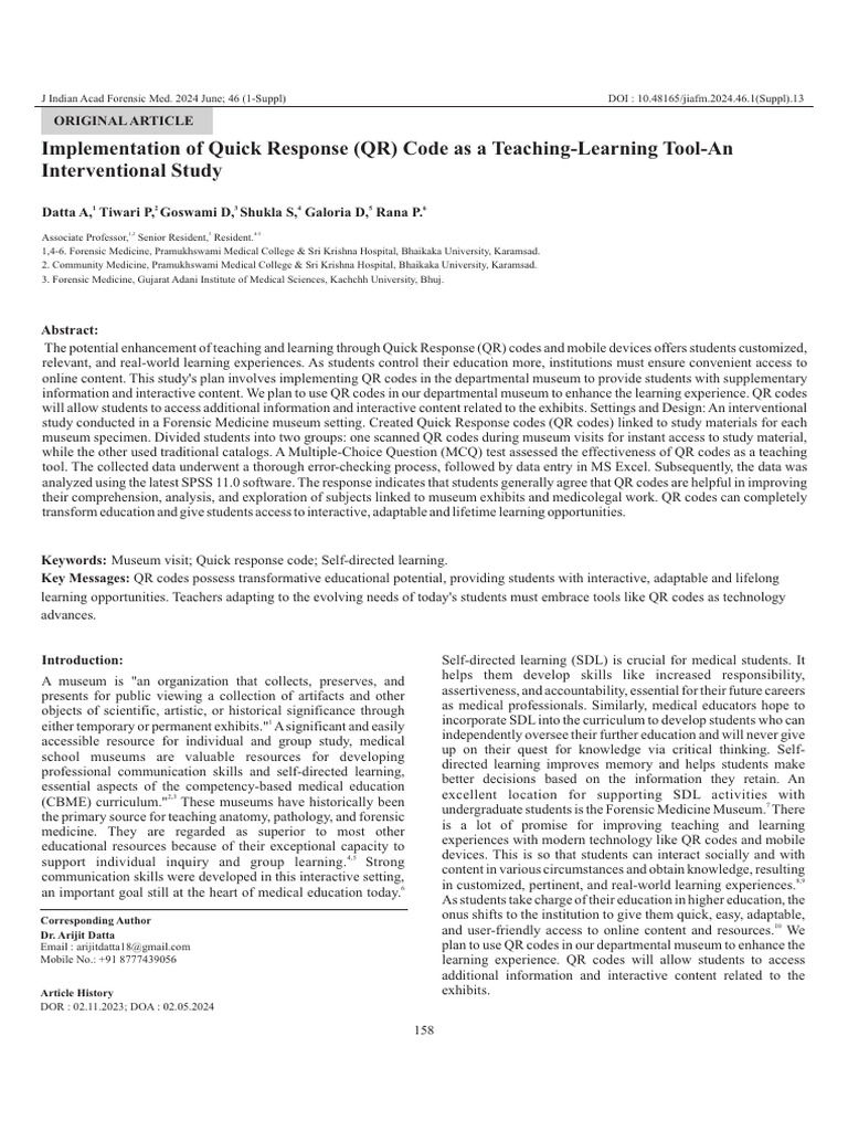 Enhancing Museum Learning with QR Codes | PDF | Learning | Motivation