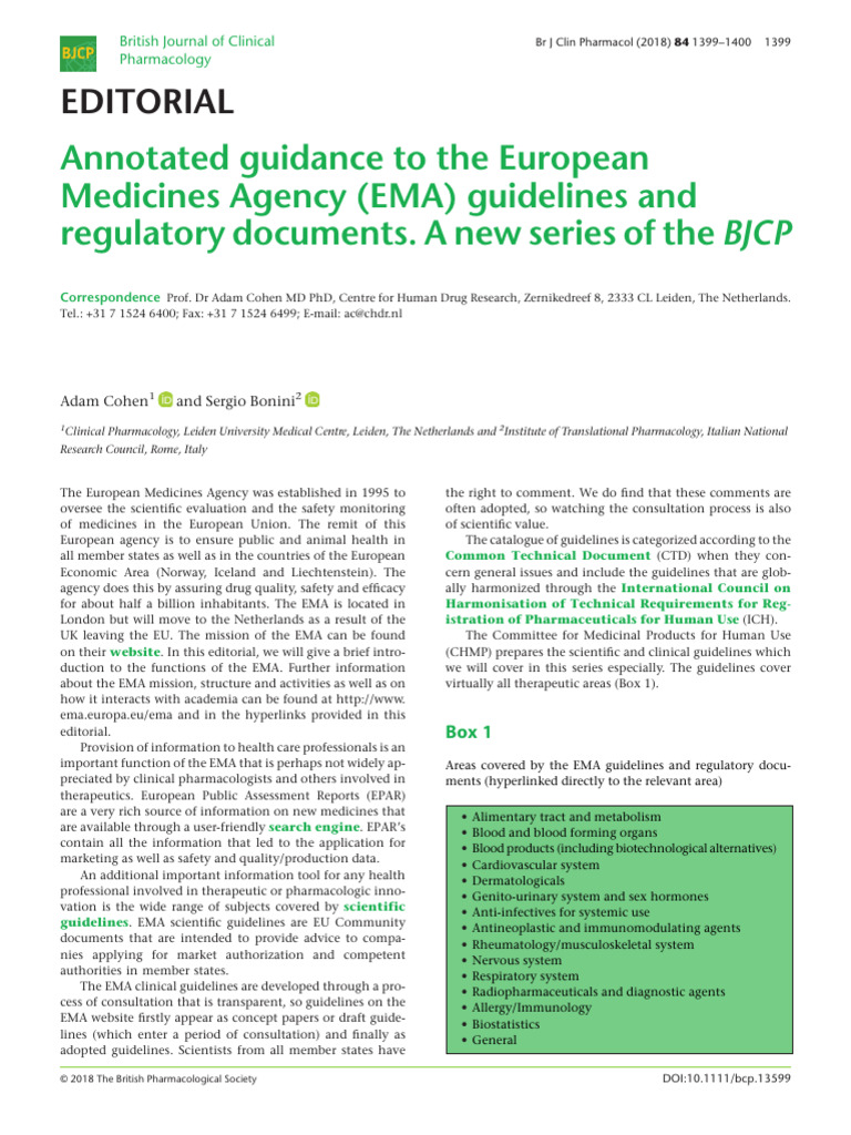 Brit J Clinical Pharma - 2018 - Cohen - Annotated Guidance To The ...