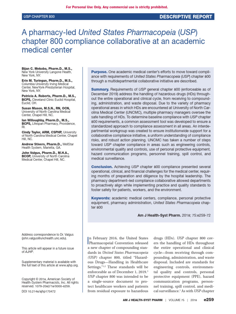 USP 800 Compliance Initiative Overview | PDF | Chemotherapy | Pharmacy