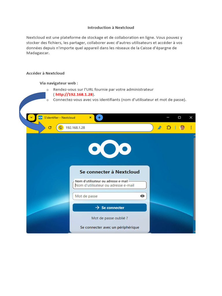 Accès et Gestion de Nextcloud | PDF | Fichier informatique | Interface ...