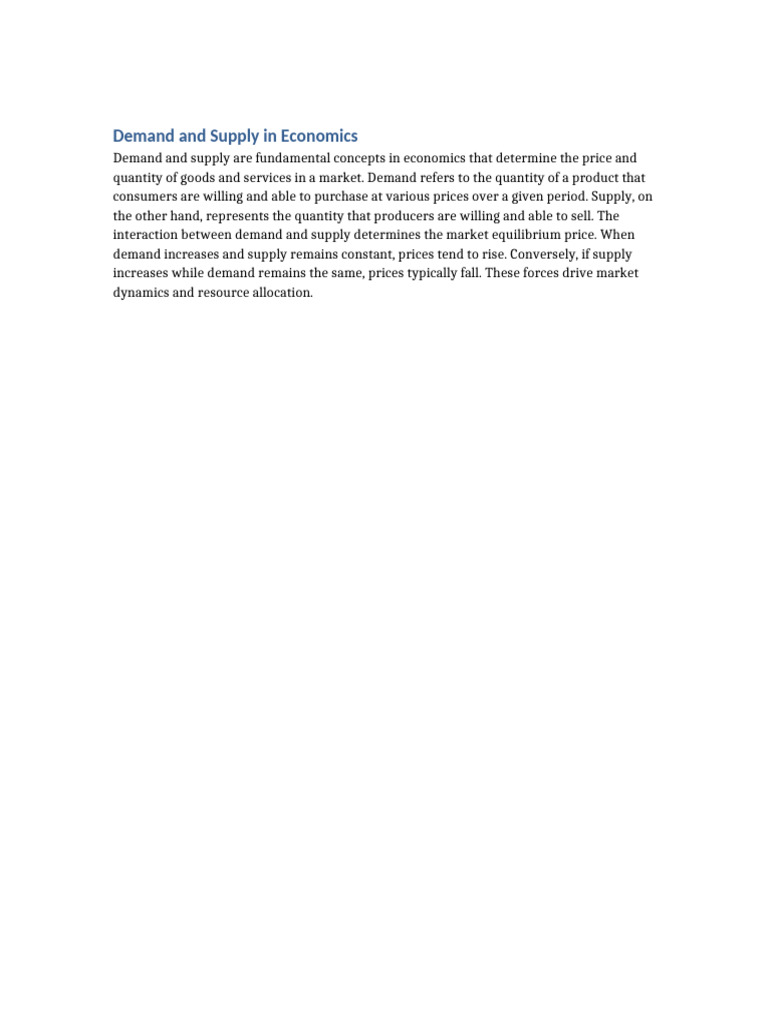 Demand and Supply in Economics | PDF