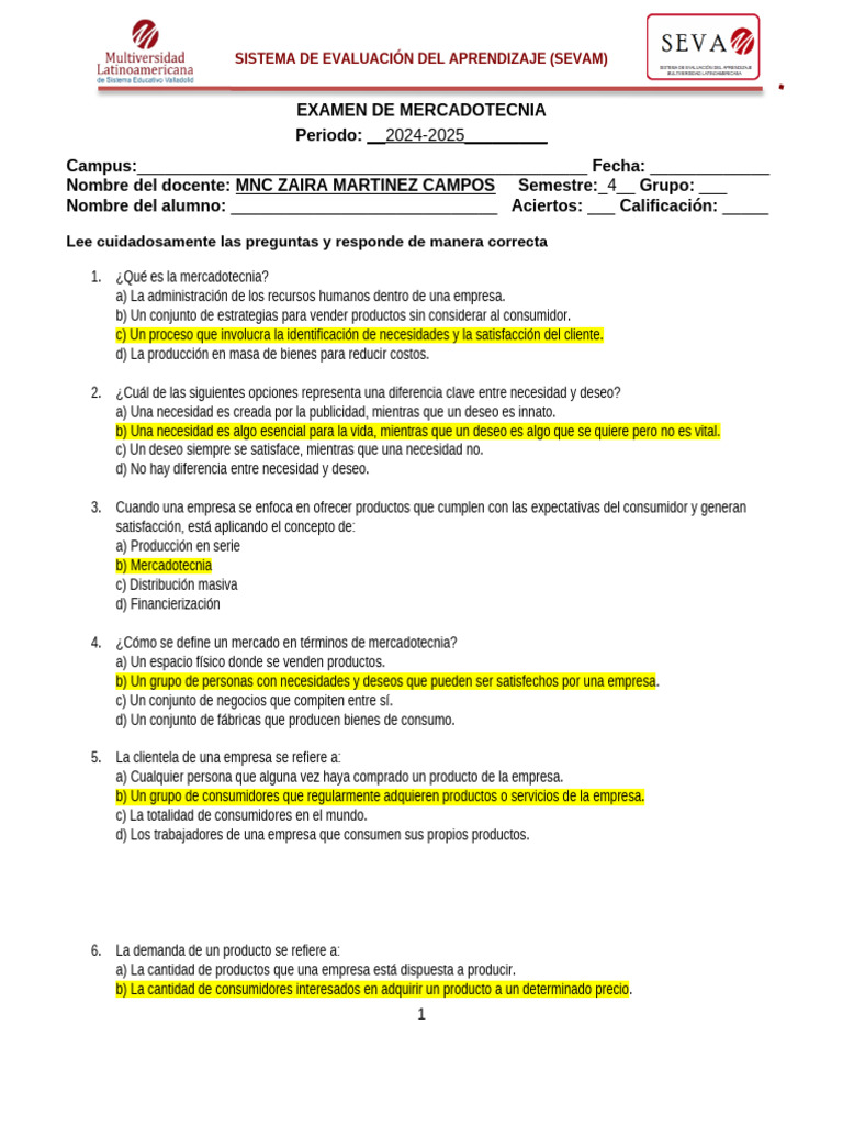 Ejercicio Final de Mercadotecnia | PDF | Marketing | Producto (Negocio)