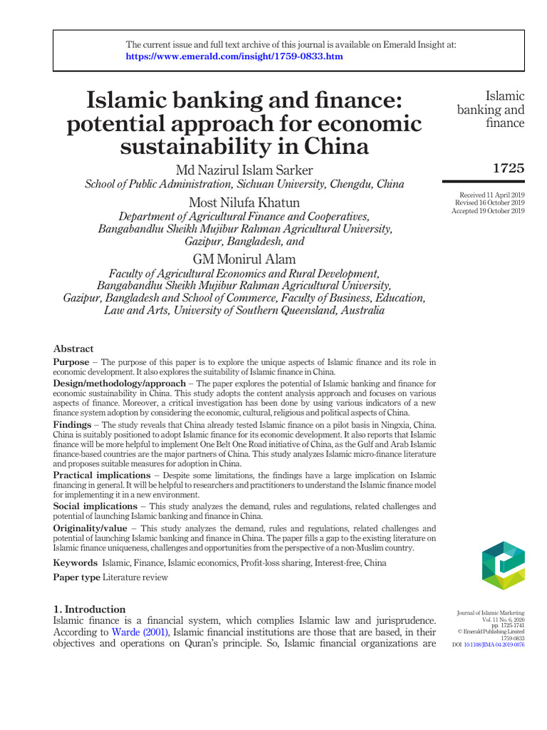 10 1108 - Jima 04 2019 0076 | PDF | Islamic Banking And Finance | Economies