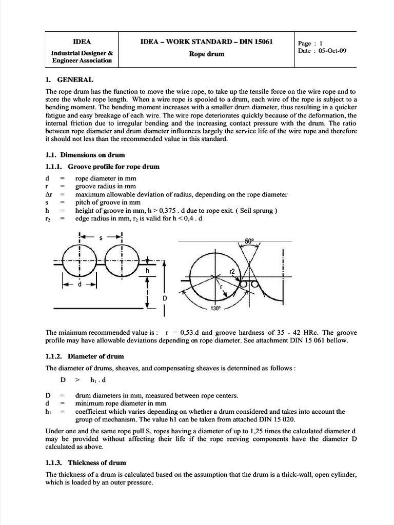 Rope Drum Design and Specifications | PDF | Wire | Rope