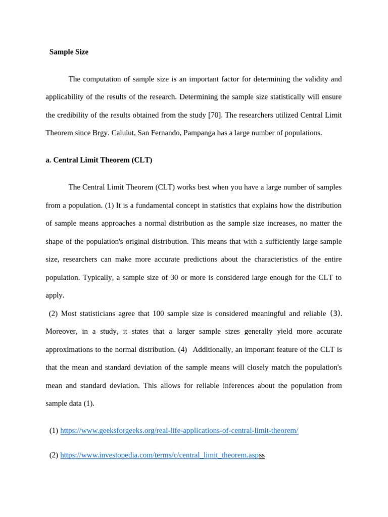 Defining Large Sample Size in Research | PDF