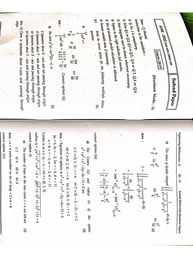 M2 Endsem Paper June 2022 With Solution ? ? | PDF