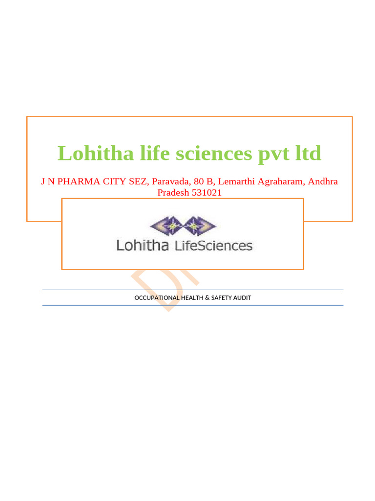 Lohitha Life Sciences Safety Audit Report | PDF | Personal Protective ...