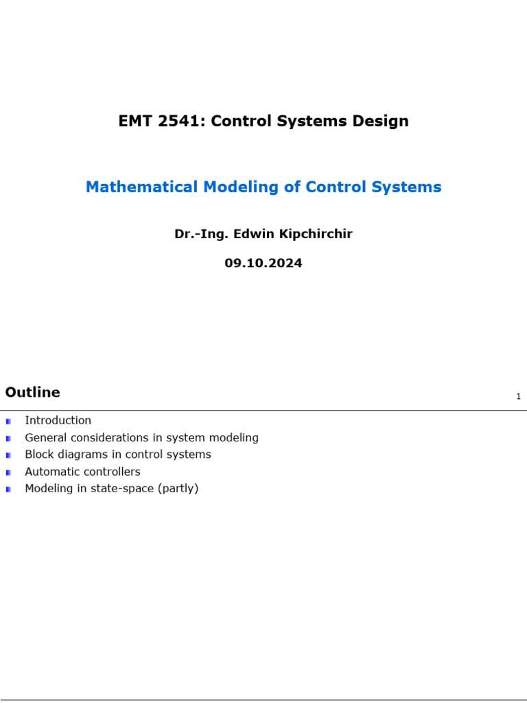 Control Systems Mathematical Modeling Guide | PDF | Control Theory ...