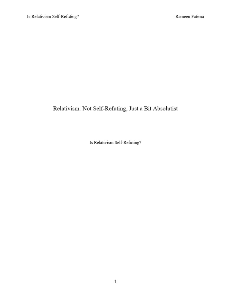 Relativism Not Self Refuting | PDF | Relativism | Immanuel Kant