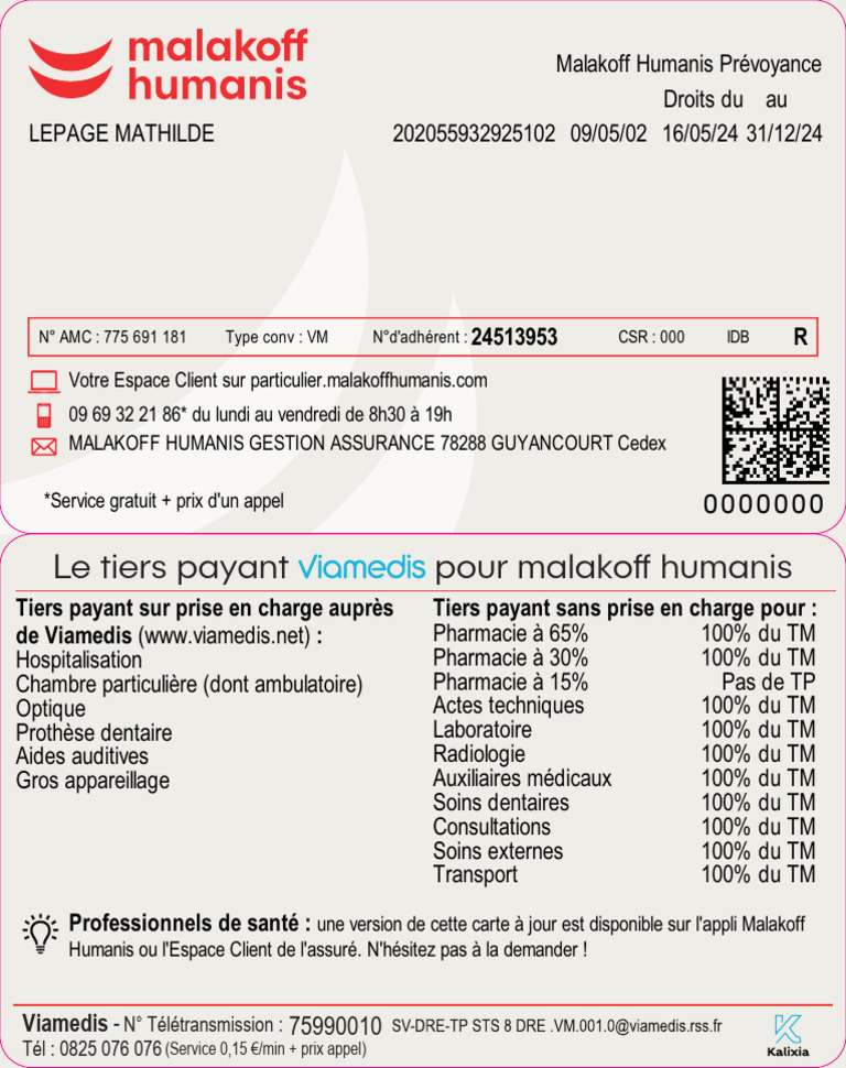 Carte Tiers Payant Malakoff Humanis 2025 | PDF